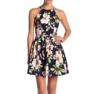Vince Camuto Floral Fit & Flare Dress Size 8 – Navy Pink Flower Print, A-Line,